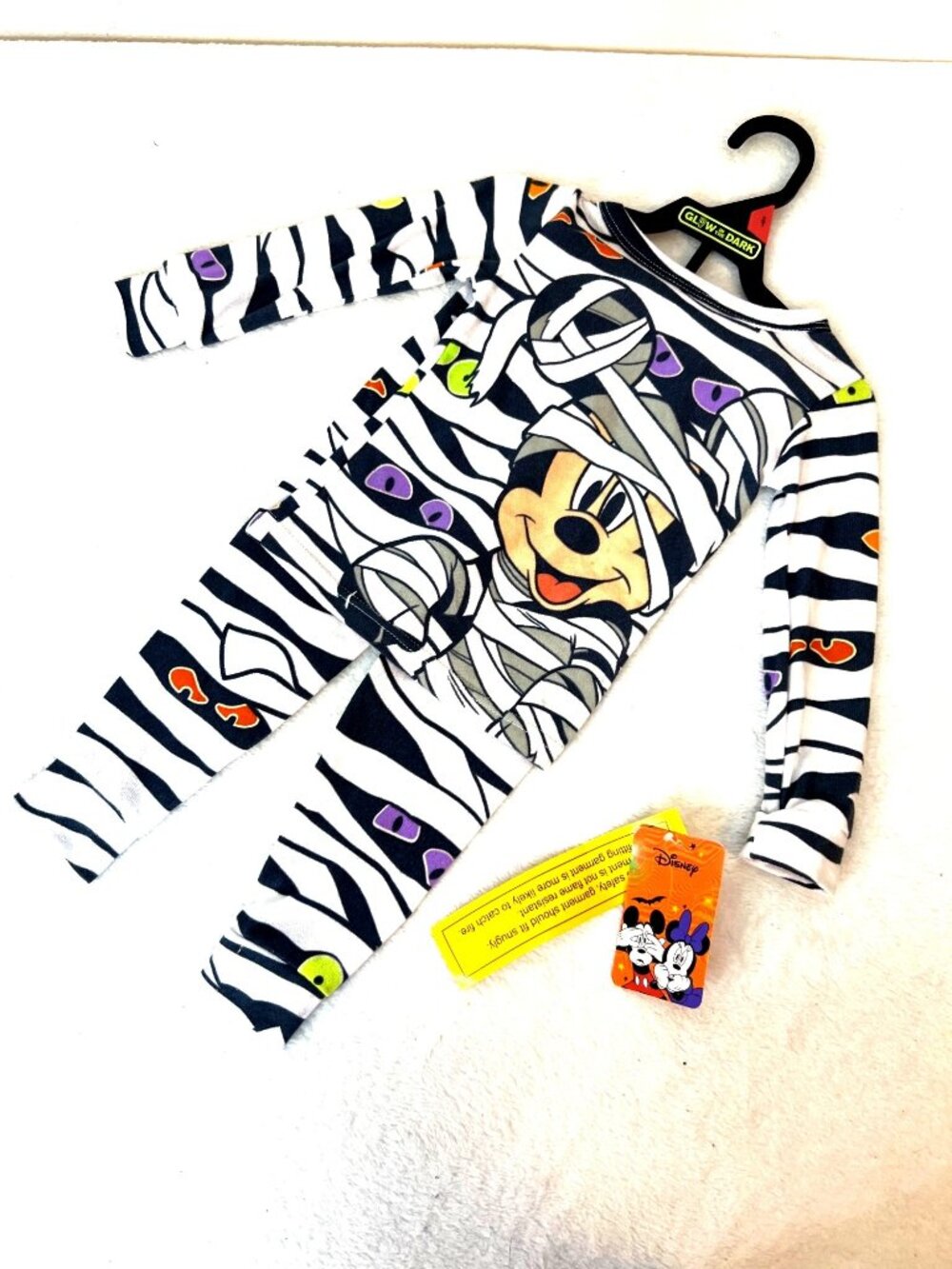 Mickey Mouse Toddler Kids Halloween Glow in the Dark Pajama Set SZ 2T BRAND NEW
